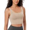 imageODODOS Womens Seamless Square Neck Sports Bra Medium Support Padded Wirefree Cropped Tank TopsOyster White