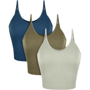 imageODODOS V Neck Seamless Crop Tank for Women Ribbed Knit Soft Cropped Camisole TopsLintnutriablue Ashes