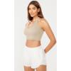 imageODODOS 3Pack Seamless Racerback Crop Tank for Women Ribbed Knit Soft Crop TopsMushroomtaupecharcoal