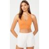 imageODODOS 3Pack Seamless Racerback Crop Tank for Women Ribbed Knit Soft Crop TopsNeon Pinkgreenorange