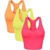 imageODODOS 3Pack Seamless Racerback Crop Tank for Women Ribbed Knit Soft Crop TopsNeon Pinkgreenorange