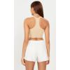 imageODODOS 3Pack Seamless Racerback Crop Tank for Women Ribbed Knit Soft Crop TopsOatmealbarn Redbrunette