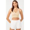imageODODOS 3Pack Seamless Racerback Crop Tank for Women Ribbed Knit Soft Crop TopsOatmealbarn Redbrunette