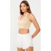 imageODODOS 3Pack Seamless Racerback Crop Tank for Women Ribbed Knit Soft Crop TopsOatmealbarn Redbrunette