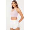 imageODODOS 3Pack Seamless Racerback Crop Tank for Women Ribbed Knit Soft Crop TopsPink Lacevioleticeberg