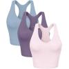 imageODODOS 3Pack Seamless Racerback Crop Tank for Women Ribbed Knit Soft Crop TopsPink Lacevioleticeberg