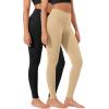 imageODODOS ODLEX 2Pack High Waist 78 Length Workout Leggings for Women 25quot  28quot Tummy Control Atheltic Yoga PantsBlackbeige