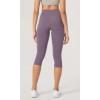 imageODODOS ODLEX 2Pack High Waist Workout Capris with Pockets for Women 14quot  19quot Yoga Capri LeggingsBlackash Violet