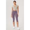 imageODODOS ODLEX 2Pack High Waist Workout Capris with Pockets for Women 14quot  19quot Yoga Capri LeggingsBlackash Violet