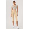 imageODODOS ODLEX 2Pack High Waist Workout Capris with Pockets for Women 14quot  19quot Yoga Capri LeggingsBlackbeige