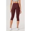 imageODODOS ODLEX 2Pack High Waist Workout Capris with Pockets for Women 14quot  19quot Yoga Capri LeggingsBlackburgundy