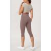 imageODODOS ODLEX 2Pack High Waist Workout Capris with Pockets for Women 14quot  19quot Yoga Capri LeggingsBlackpurple Taupe