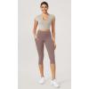 imageODODOS ODLEX 2Pack High Waist Workout Capris with Pockets for Women 14quot  19quot Yoga Capri LeggingsBlackpurple Taupe