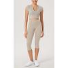 imageODODOS ODLEX 2Pack High Waist Workout Capris with Pockets for Women 14quot  19quot Yoga Capri LeggingsBlacktaupe