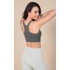 imageODODOS Racerback Tank Bra for Women High Neck Non Padded Medium Support Sports Bra Workout Yoga Crop TopsCharcoal