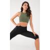 imageODODOS Racerback Tank Bra for Women High Neck Non Padded Medium Support Sports Bra Workout Yoga Crop TopsDark Olive