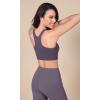 imageODODOS Racerback Tank Bra for Women High Neck Non Padded Medium Support Sports Bra Workout Yoga Crop TopsDark Purple