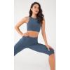 imageODODOS Racerback Tank Bra for Women High Neck Non Padded Medium Support Sports Bra Workout Yoga Crop TopsInk Blue