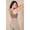 imageODODOS Racerback Tank Bra for Women High Neck Non Padded Medium Support Sports Bra Workout Yoga Crop TopsPurple Taupe