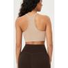 imageODODOS Seamless Racerback Sports Bra for Women Ribbed Camisoles Non Padding Yoga Bra Crop Tank TopsBeige