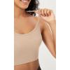 imageODODOS Seamless Racerback Sports Bra for Women Ribbed Camisoles Non Padding Yoga Bra Crop Tank TopsBeige