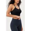 imageODODOS Seamless Racerback Sports Bra for Women Ribbed Camisoles Non Padding Yoga Bra Crop Tank TopsBlack