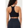 imageODODOS Seamless Racerback Sports Bra for Women Ribbed Camisoles Non Padding Yoga Bra Crop Tank TopsBlack