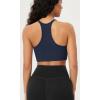 imageODODOS Seamless Racerback Sports Bra for Women Ribbed Camisoles Non Padding Yoga Bra Crop Tank TopsBlacknavyblue