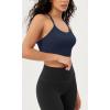 imageODODOS Seamless Racerback Sports Bra for Women Ribbed Camisoles Non Padding Yoga Bra Crop Tank TopsBlacknavyblue