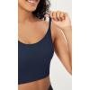 imageODODOS Seamless Racerback Sports Bra for Women Ribbed Camisoles Non Padding Yoga Bra Crop Tank TopsBlacknavyblue