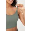 imageODODOS Seamless Racerback Sports Bra for Women Ribbed Camisoles Non Padding Yoga Bra Crop Tank TopsGreen Milieu