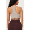 imageODODOS Seamless Racerback Sports Bra for Women Ribbed Camisoles Non Padding Yoga Bra Crop Tank TopsMushroom