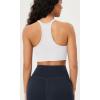 imageODODOS Seamless Racerback Sports Bra for Women Ribbed Camisoles Non Padding Yoga Bra Crop Tank TopsMushroomblackwhite