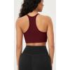 imageODODOS Seamless Racerback Sports Bra for Women Ribbed Camisoles Non Padding Yoga Bra Crop Tank TopsMushroomclaretbrunette