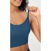 imageODODOS Seamless Racerback Sports Bra for Women Ribbed Camisoles Non Padding Yoga Bra Crop Tank TopsOcean