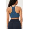 imageODODOS Seamless Racerback Sports Bra for Women Ribbed Camisoles Non Padding Yoga Bra Crop Tank TopsOcean