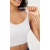 imageODODOS Seamless Racerback Sports Bra for Women Ribbed Camisoles Non Padding Yoga Bra Crop Tank TopsWhite