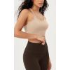 imageODODOS Seamless Racerback Sports Bra for Women Ribbed Camisoles Non Padding Yoga Bra Crop Tank TopsWhitebeigeocean