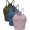 imageODODOS Womens Crop 3Pack Waffle Knit Seamless Camisole Cropped Tank TopsArmy Greenoceanwoodrose