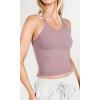 imageODODOS Womens Crop 3Pack Waffle Knit Seamless Camisole Cropped Tank TopsArmy Greenoceanwoodrose