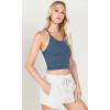 imageODODOS Womens Crop 3Pack Waffle Knit Seamless Camisole Cropped Tank TopsArmy Greenoceanwoodrose
