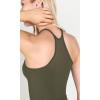 imageODODOS Womens Crop 3Pack Waffle Knit Seamless Camisole Cropped Tank TopsArmy Greenoceanwoodrose