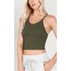 imageODODOS Womens Crop 3Pack Waffle Knit Seamless Camisole Cropped Tank TopsArmy Greenoceanwoodrose
