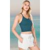 imageODODOS Womens Crop 3Pack Waffle Knit Seamless Camisole Cropped Tank TopsBeigecoralteal