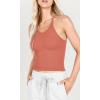 imageODODOS Womens Crop 3Pack Waffle Knit Seamless Camisole Cropped Tank TopsBeigecoralteal