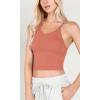 imageODODOS Womens Crop 3Pack Waffle Knit Seamless Camisole Cropped Tank TopsBeigecoralteal
