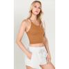 imageODODOS Womens Crop 3Pack Waffle Knit Seamless Camisole Cropped Tank TopsClovegreen Milieuginger