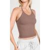 imageODODOS Womens Crop 3Pack Waffle Knit Seamless Camisole Cropped Tank TopsClovegreen Milieuginger