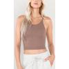imageODODOS Womens Crop 3Pack Waffle Knit Seamless Camisole Cropped Tank TopsClovegreen Milieuginger