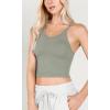 imageODODOS Womens Crop 3Pack Waffle Knit Seamless Camisole Cropped Tank TopsClovegreen Milieuginger